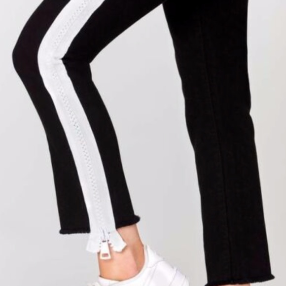 LF Denim - LF Carmar black and white zip up straight leg jean